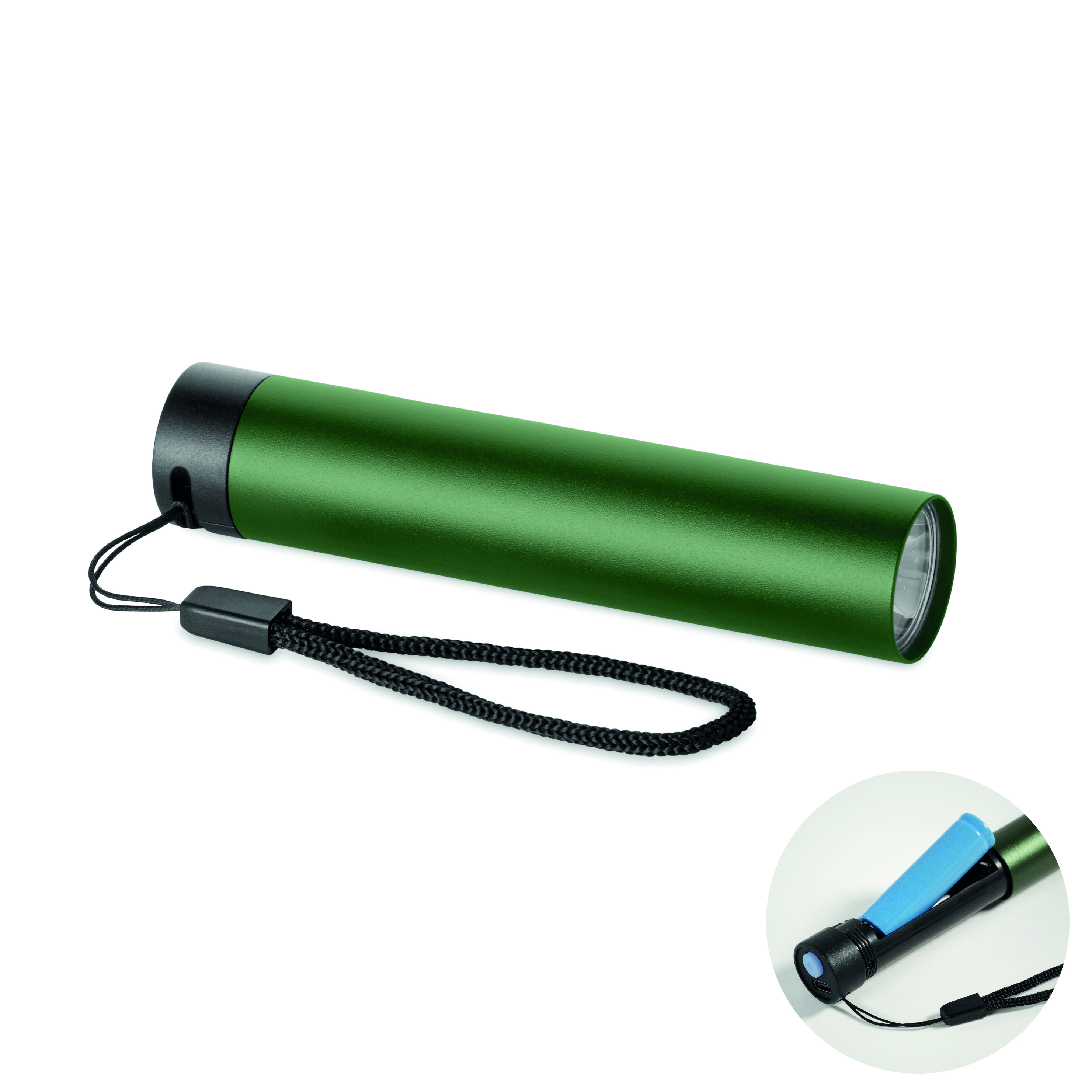Lampe torche personnalisable en aluminium recyclé 400 mAh Lume Vert foncé